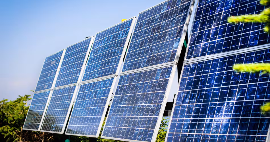 Une rangée de panneaux solaires.