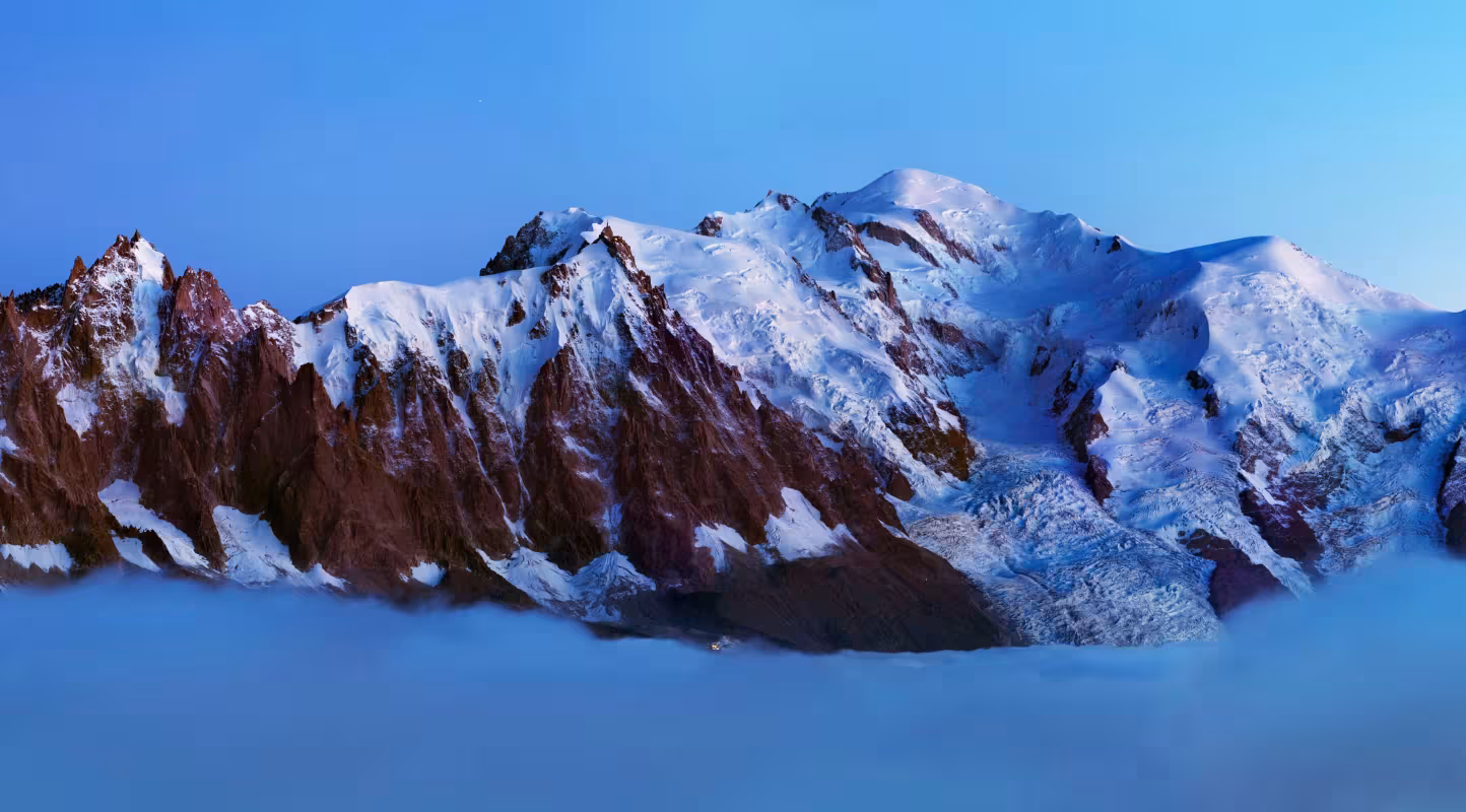 Aiguilles de Chamonix with Mont Blanc (4,810m), Haute Savoie, France